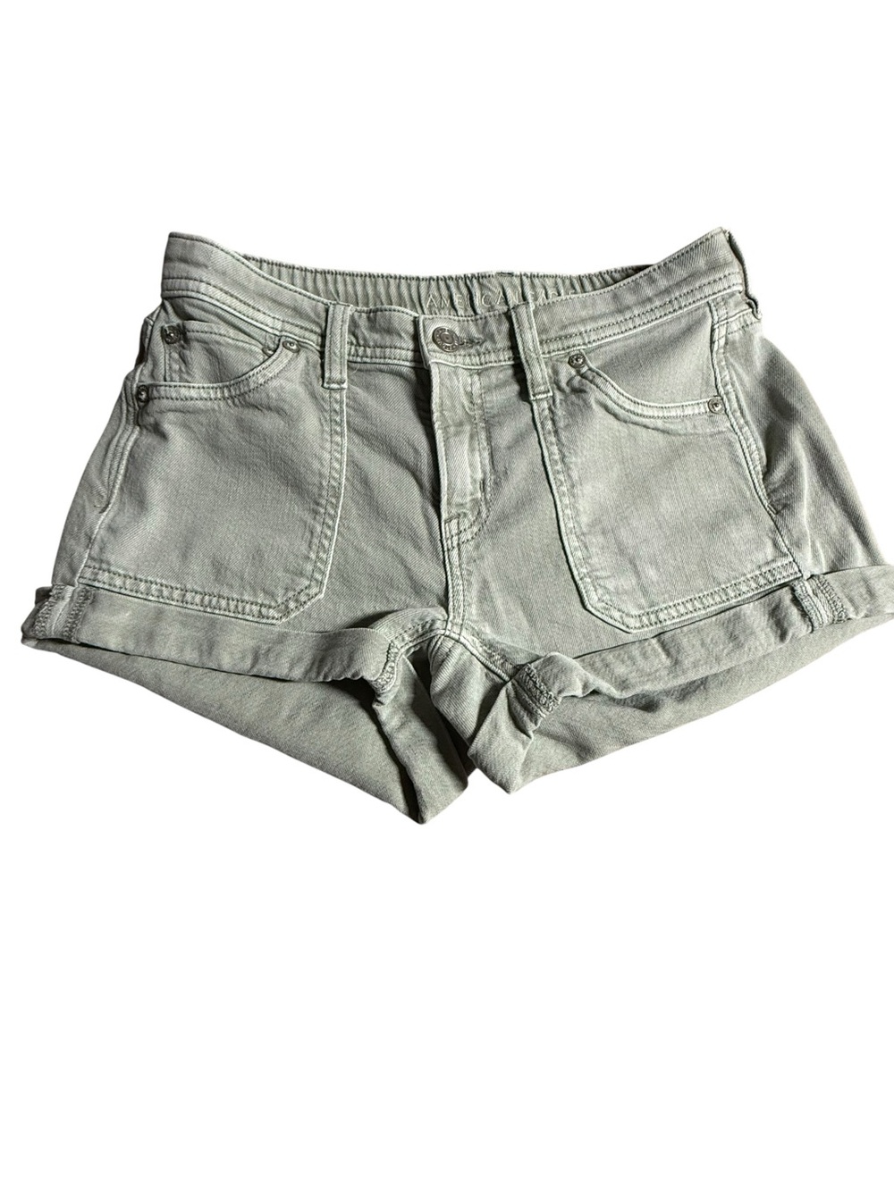 American‎ Eagle Outfitters Sage Green High-Waist Denim Shorts
